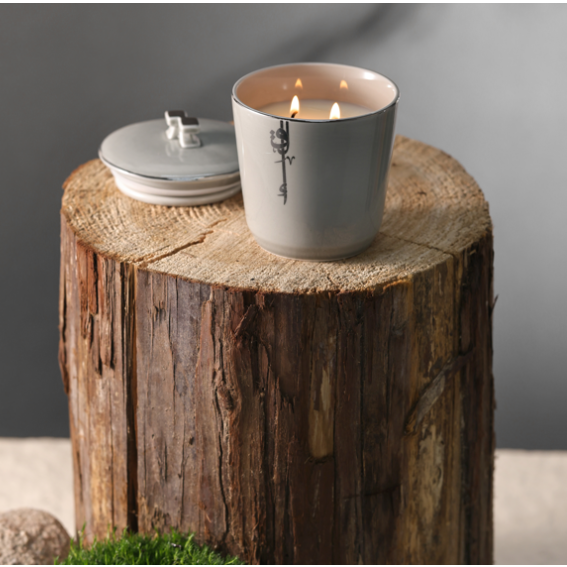 LIQAA - Medium Candle|Jasmine Vanilla - Grey Silver