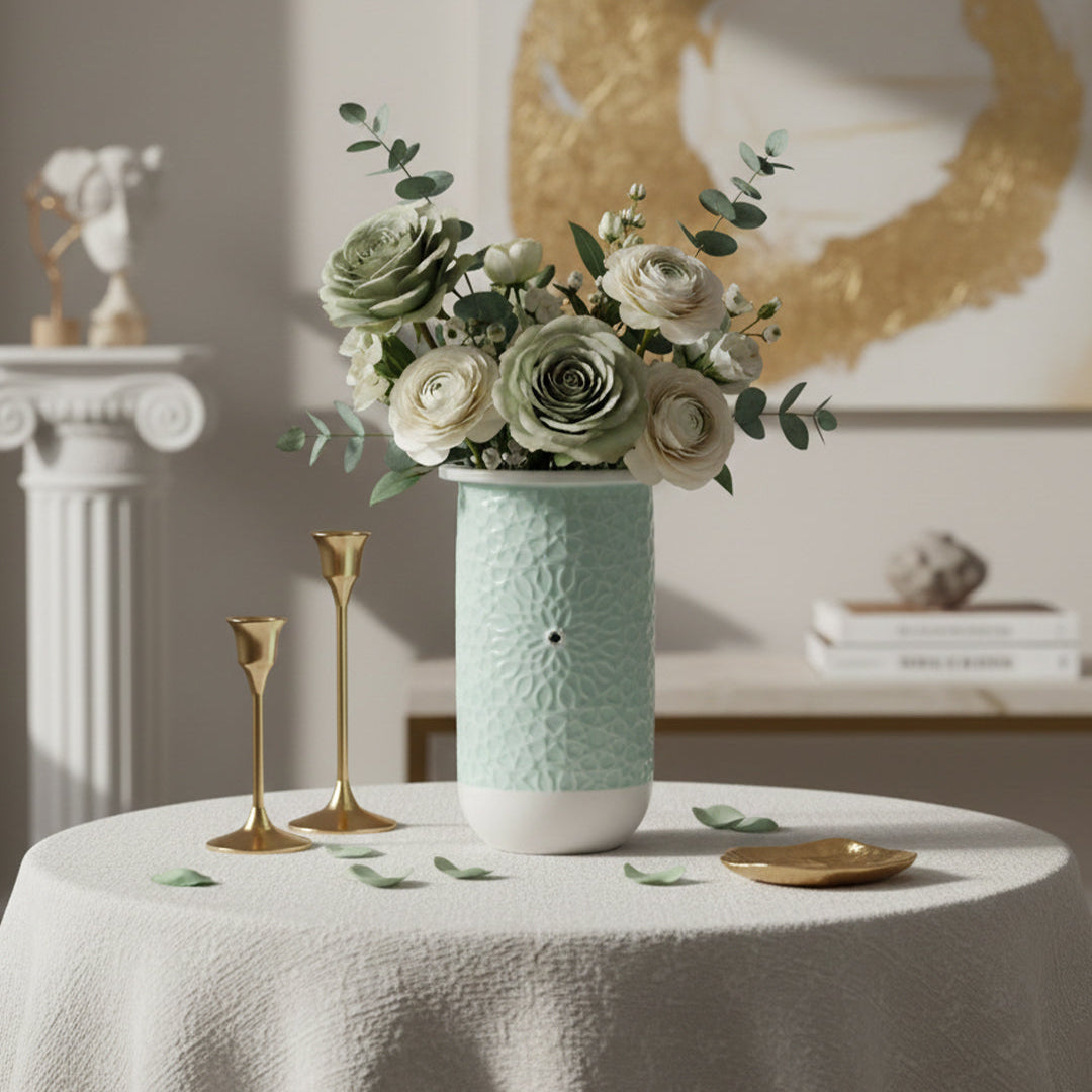 Asala - Medium Decorative Vase - Teal & Silver