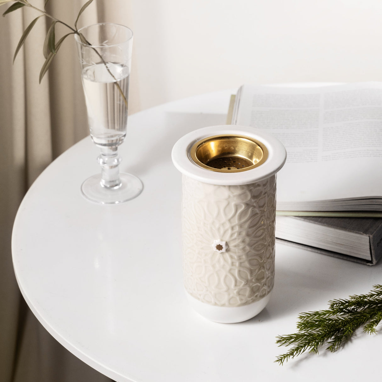 Asala - Incense Burner - Beige & Gold