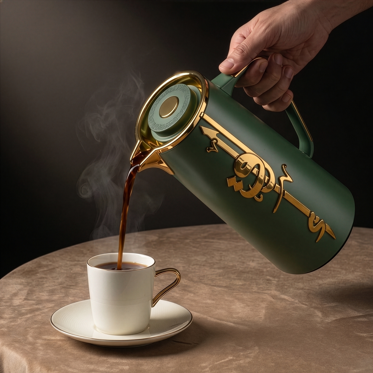 Liqa'a - Vacuum Flask / Thermos - Olive Green & Gold