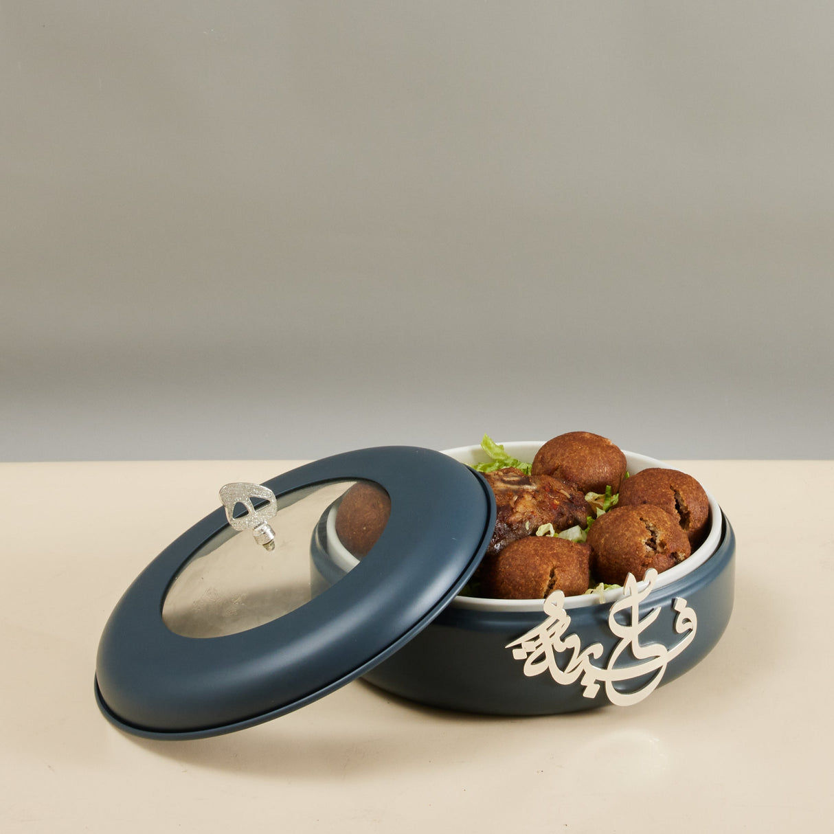 Diwan de lujo - Servidor de buffet mediano - Azul oscuro y plateado