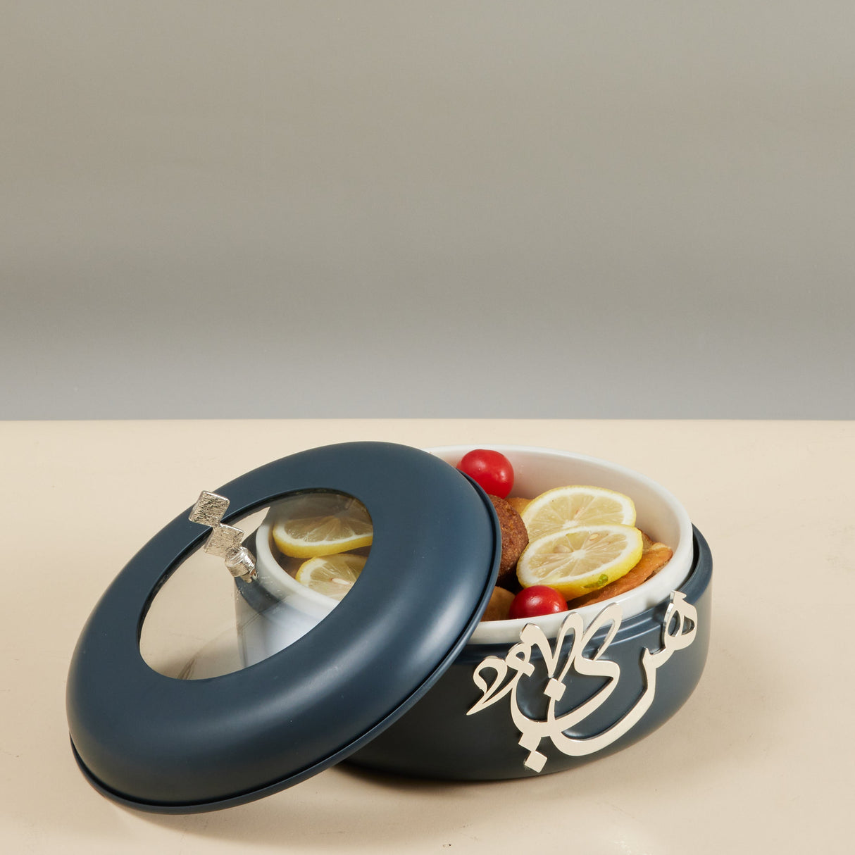 Diwan de lujo - Servidor de buffet pequeño - Azul oscuro y plateado