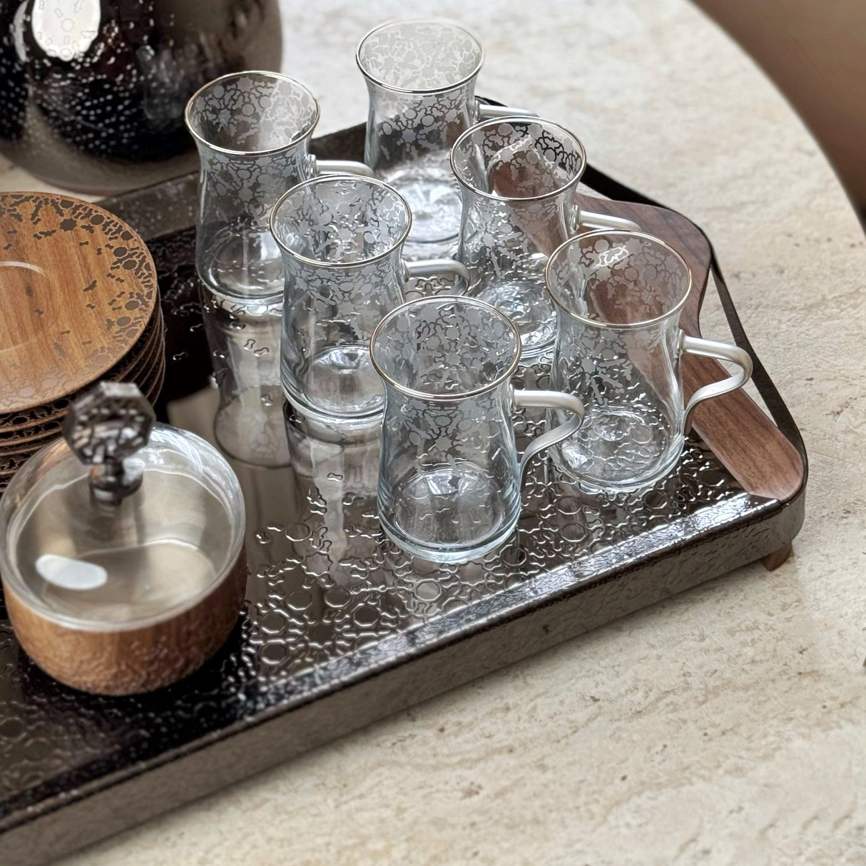 Nourhan - Tea Set (19-Pc) - Black Walnut
