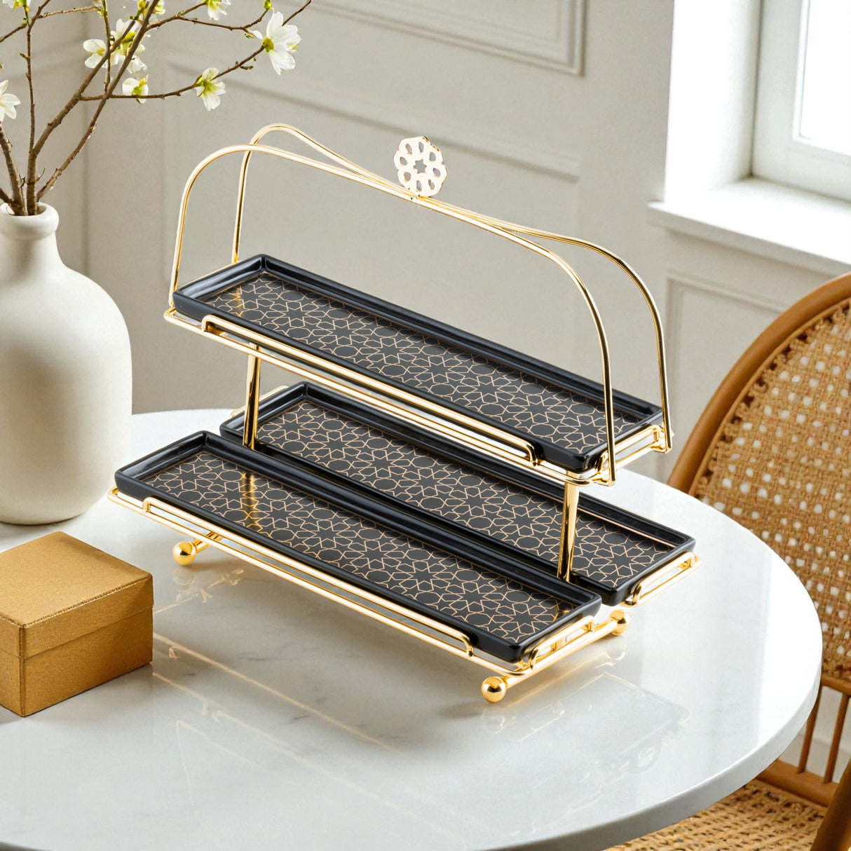Limited Edition - Serving Tiered Platter - Black & Gold