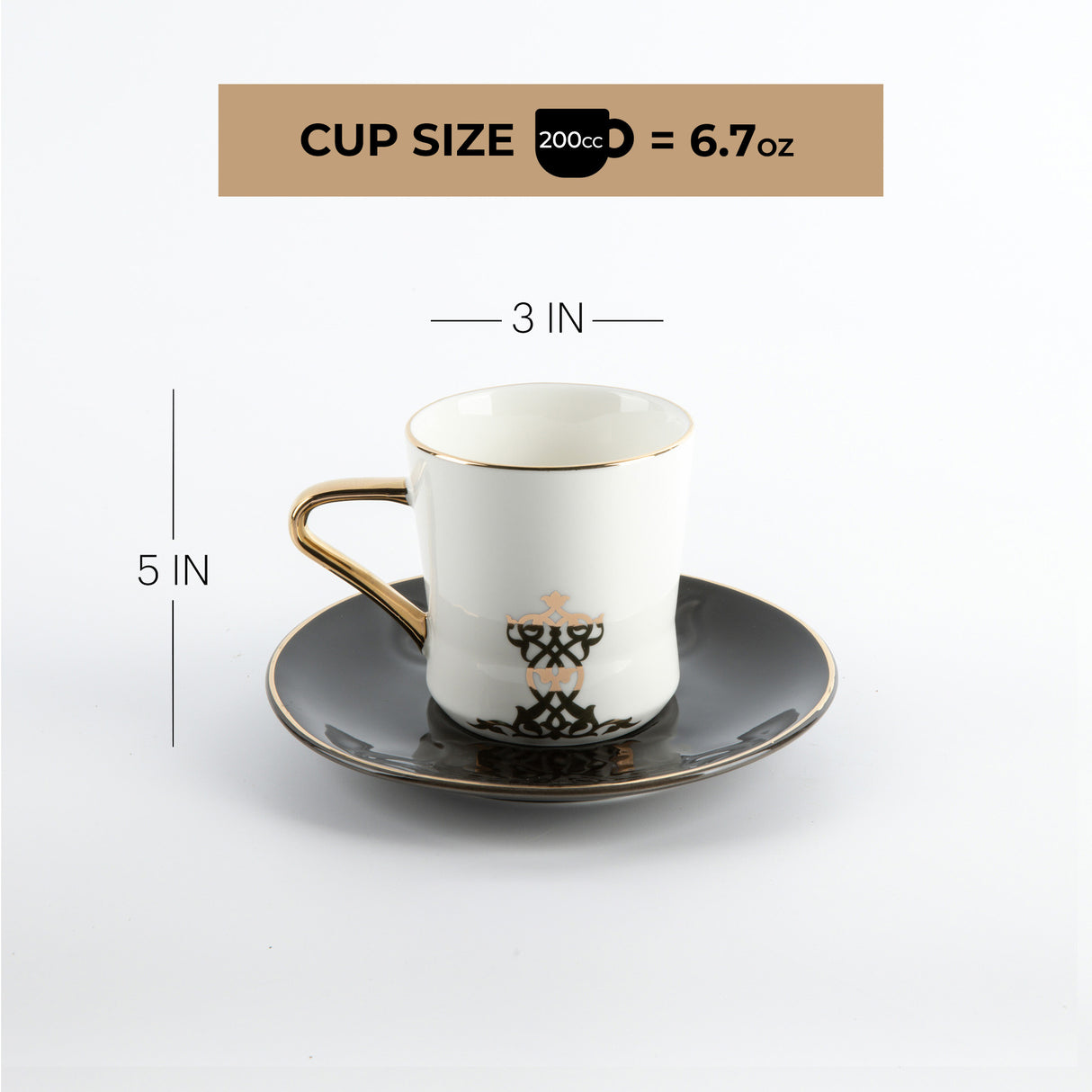 Naqsh - Cappuccino Set (12-Pc) -Black & Gold