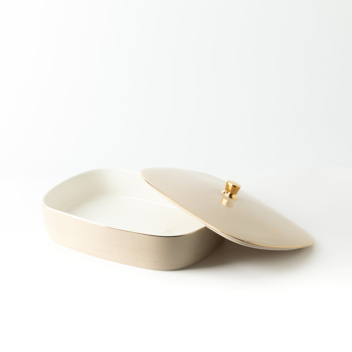 Mirral - Large Decorative Canister - Beige & Gold