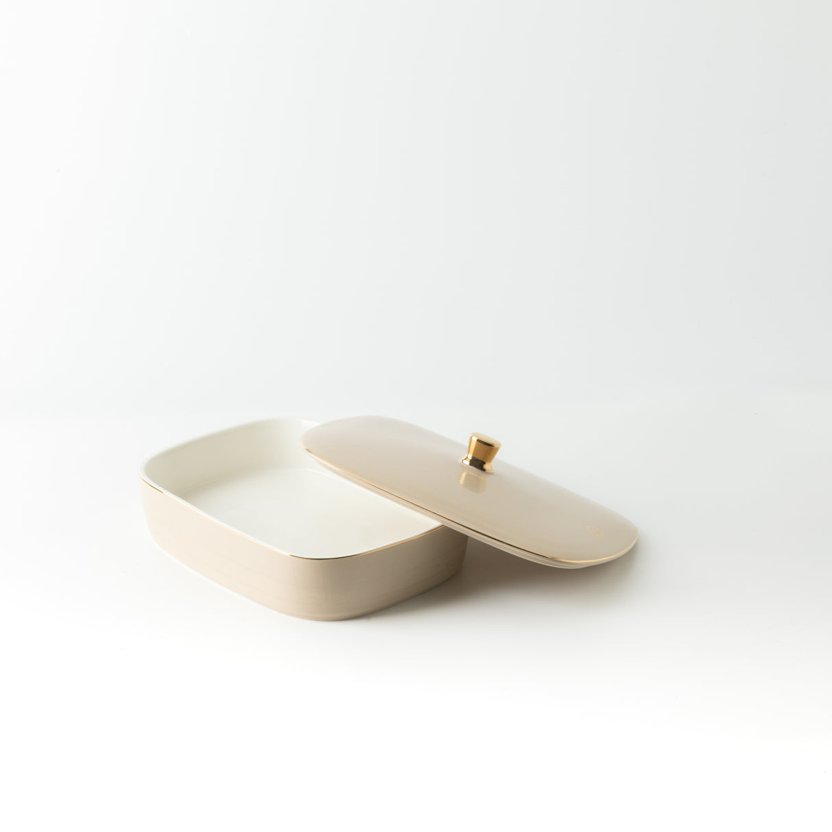 Mirral - Medium Decorative Canister - Beige & Gold