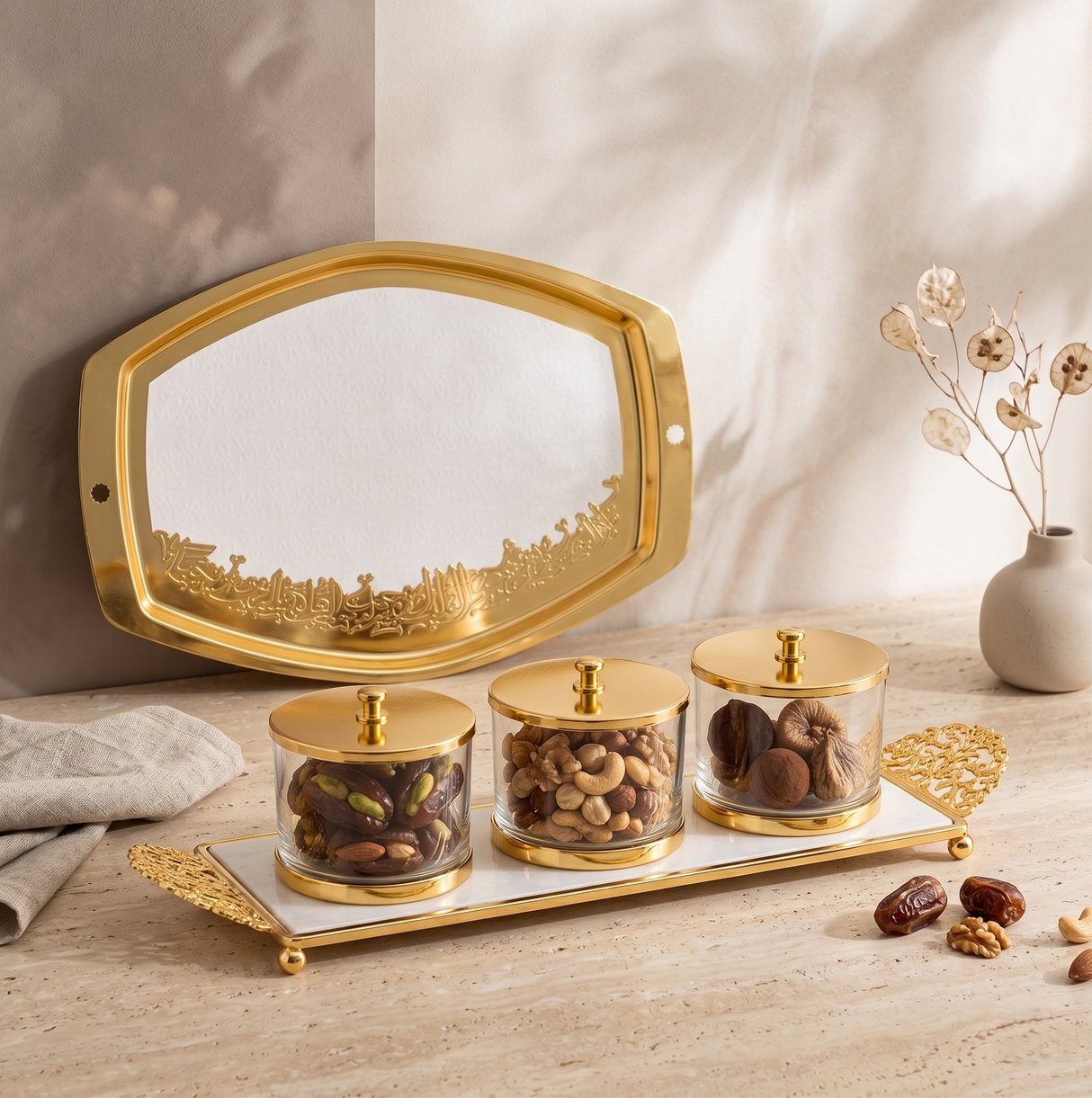 Limited Edition Elegant Serving Set – White & Gold