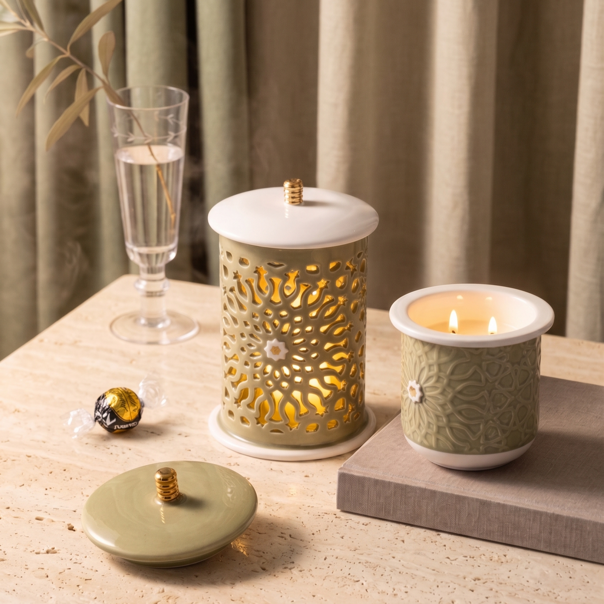 Bundle- The Warm Glow Ritual – Olive Green & Gold