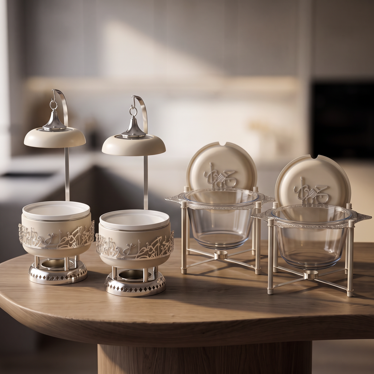 Bundle- Deluxe Hosting Buffet Set – Beige & Silver