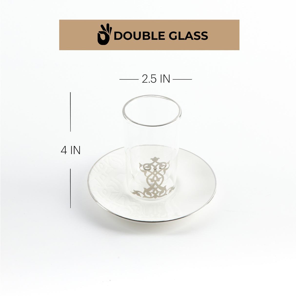 Naqsh - Tea Set (19-Pc) - White & Silver