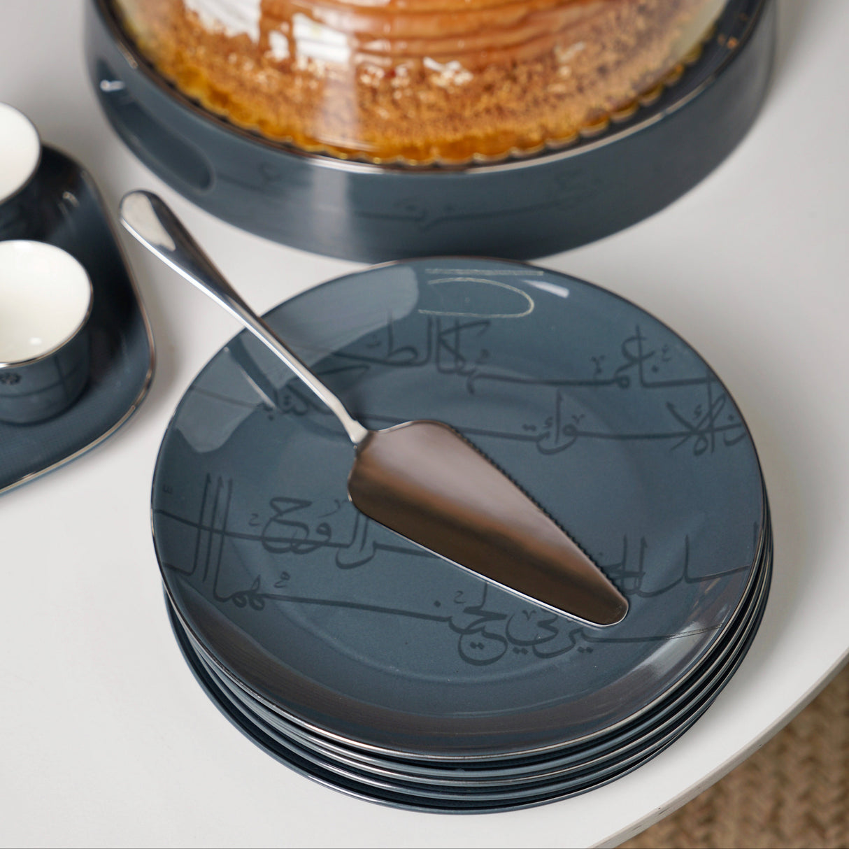 Mirral - Cake Set (9-Pc) - Dark Blue & Silver