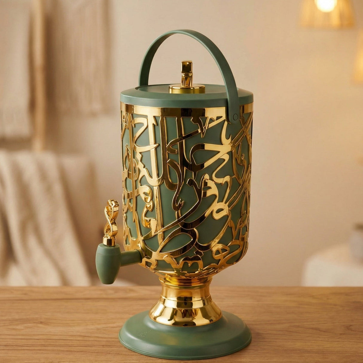 Diwan - Dispensador de bebidas de 3 litros - Verde oliva y dorado