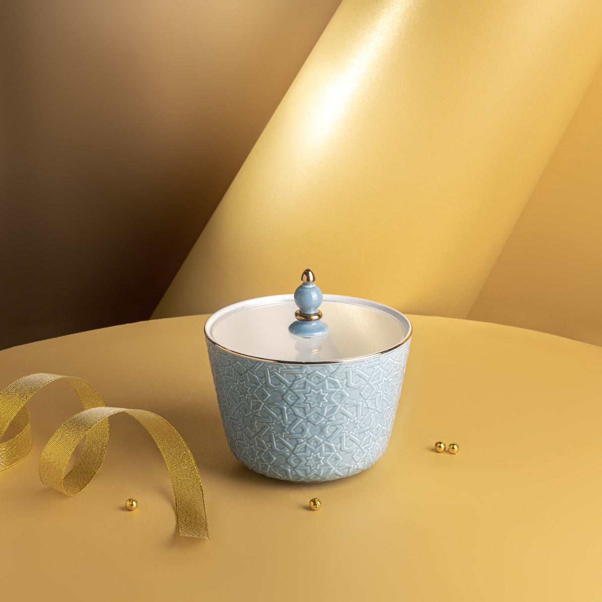 Corona - Tazón pequeño para dátiles - Azul bebé y dorado