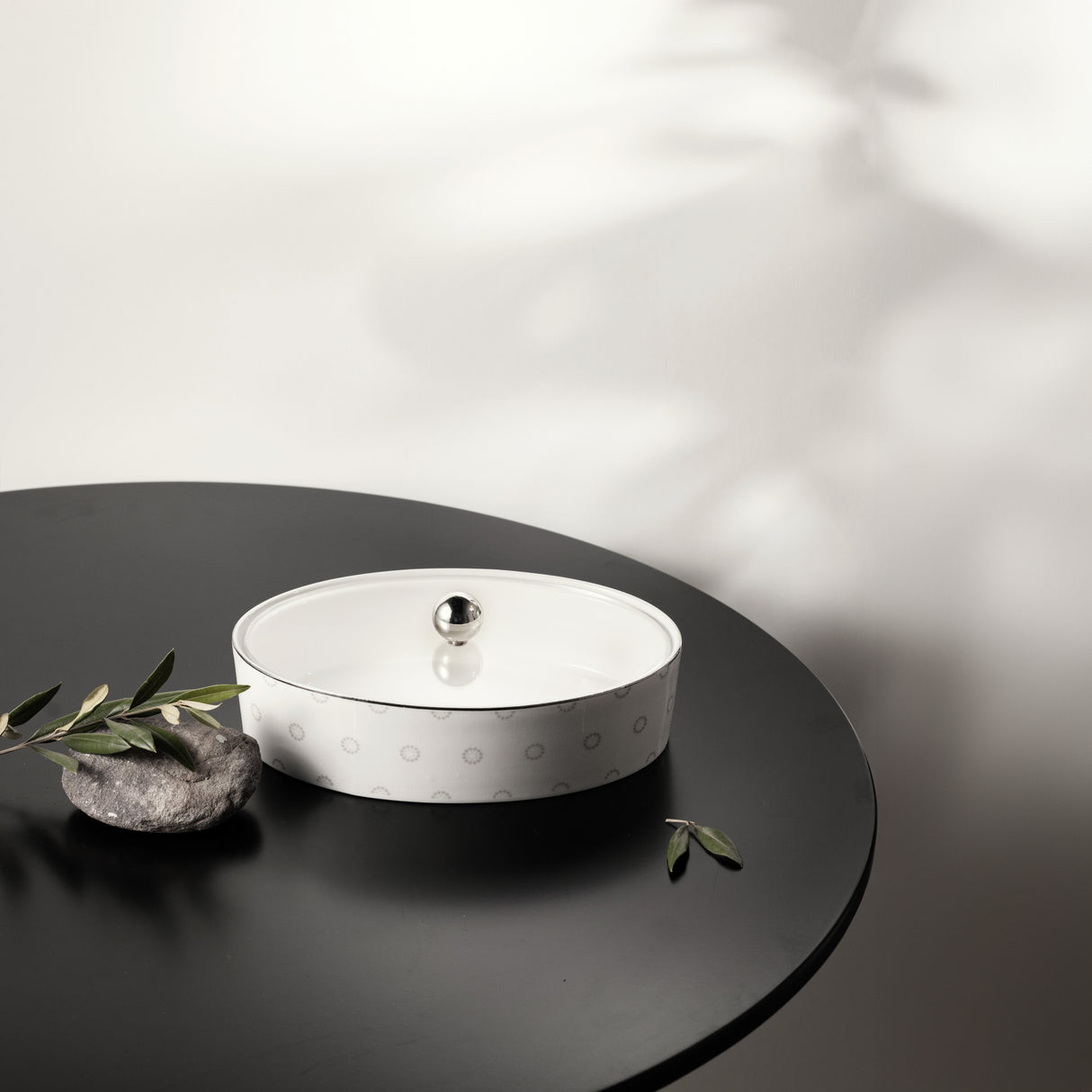 Atheer - Medium Decorative Canister - White & Silver