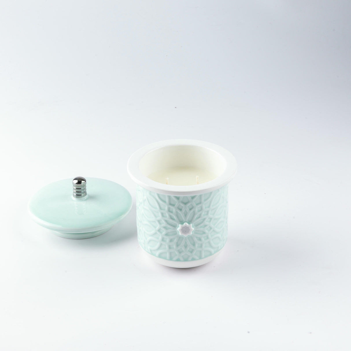 Asala - Medium Candle| Citrus Sunrise - Teal  & Silver