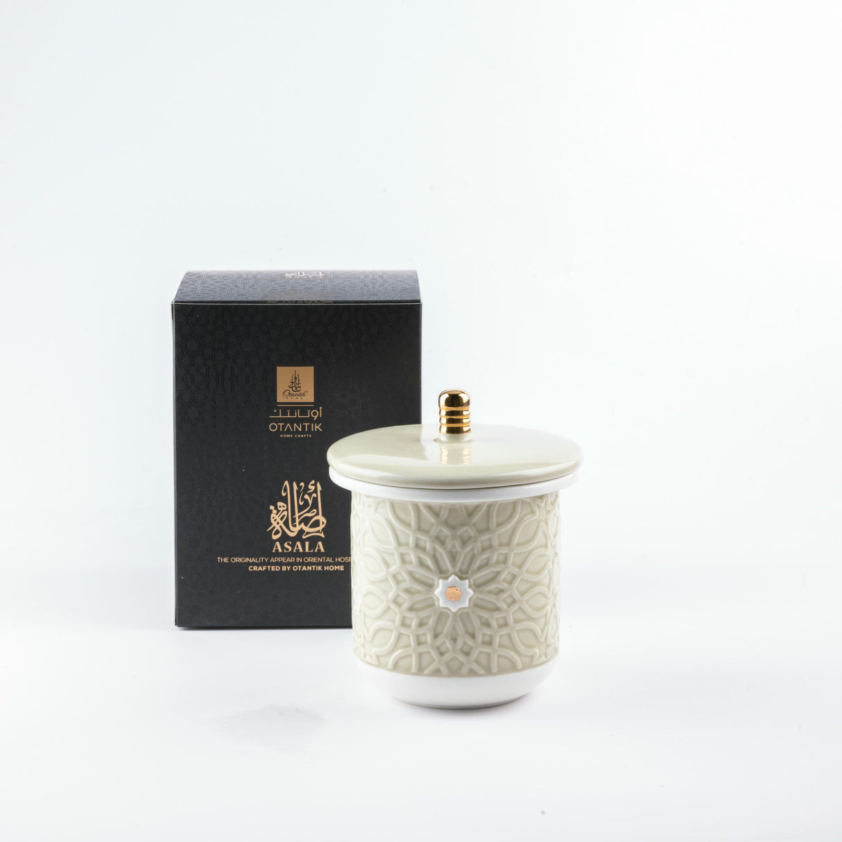 Asala - Medium Candle| Smoky Patchouli - Beige  & Gold