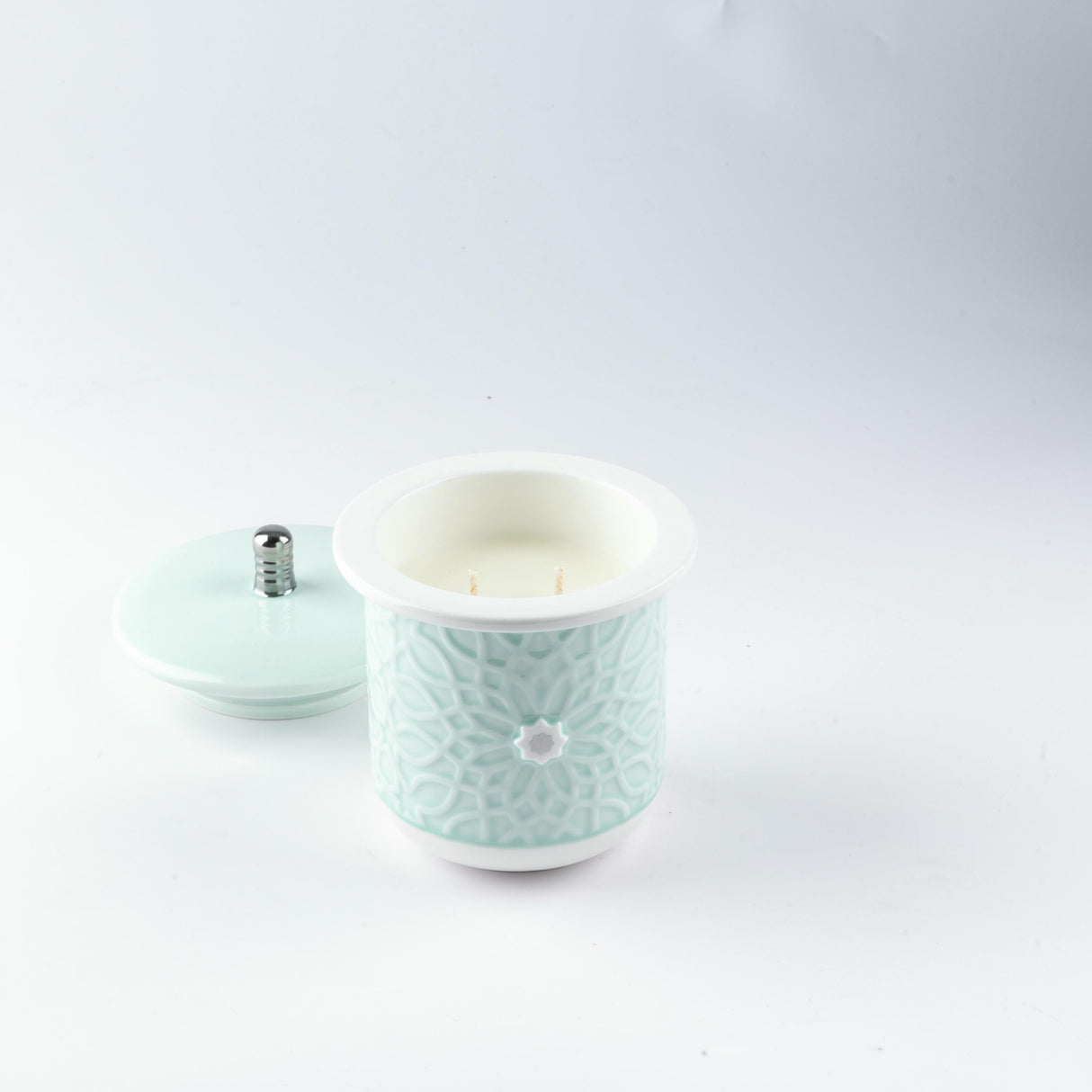 Asala - Large Candle| Citrus Sunrise - Teal  & Silver