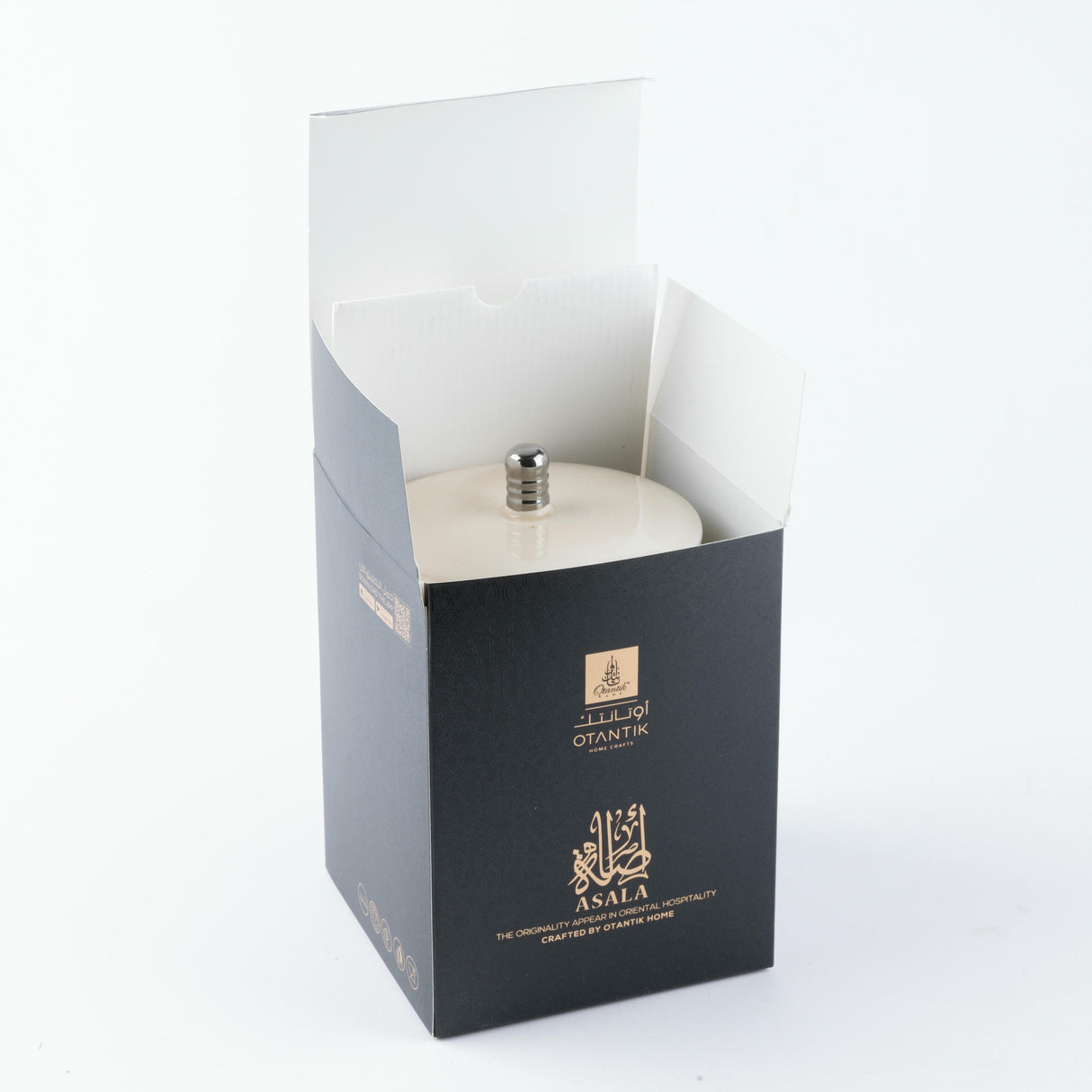 Asala - Large Candle| Smoky Ember - Beige  & Silver