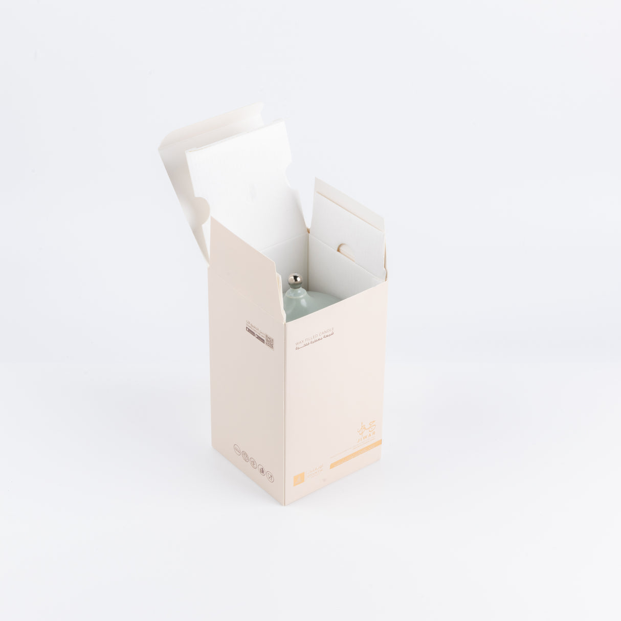 Jiwar -  Medium Candle| Sea Rose - Mint Green & Silver