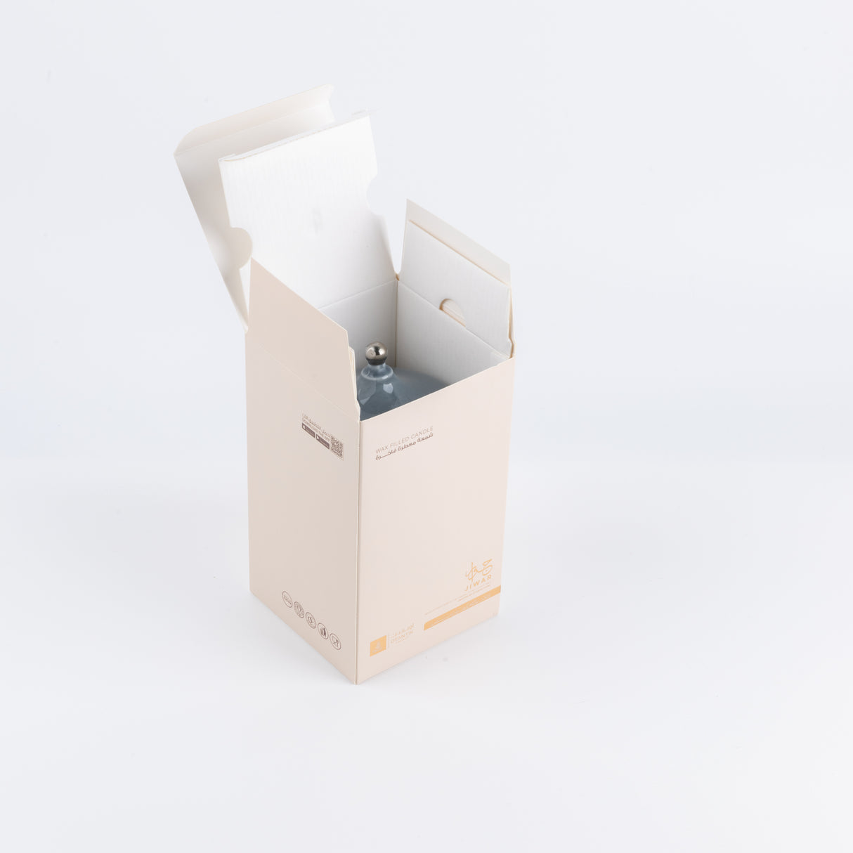 Jiwar -  Medium Candle| Minty Wood - Haze Blue & Silver
