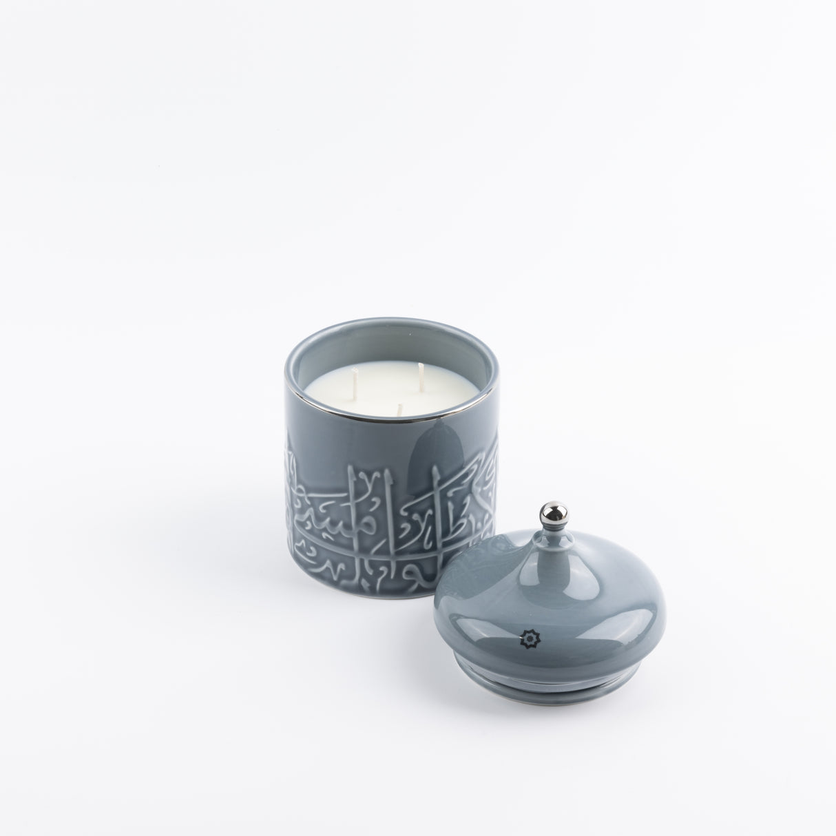 Jiwar -  Large Candle| Minty Wood - Haze Blue & Silver