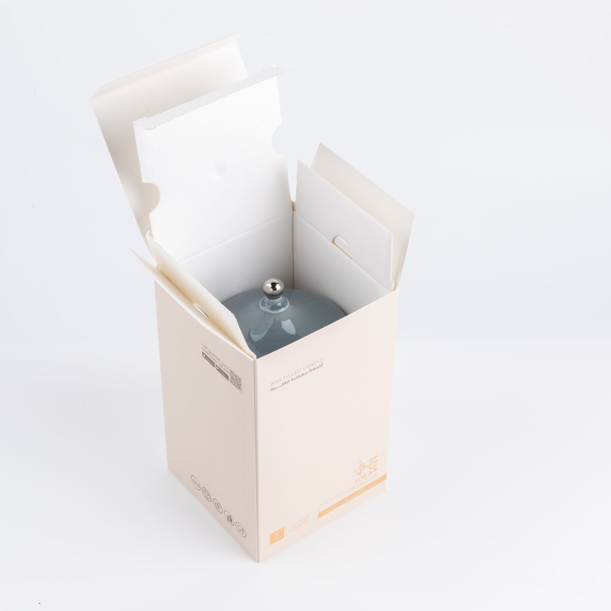 Jiwar -  Large Candle| Minty Wood - Haze Blue & Silver