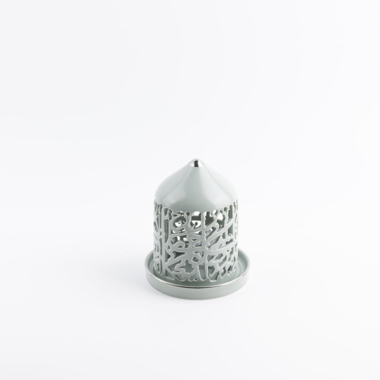 Jiwar - Small Lantern Candle Holder - Mint Green & Silver