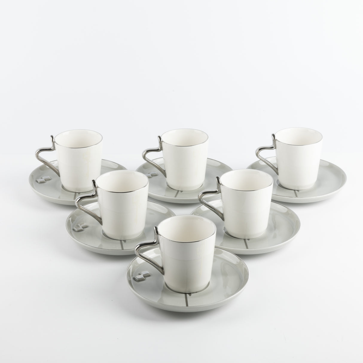 Liqa'a - Cappuccino Set (12-Pc) - Grey & Silver