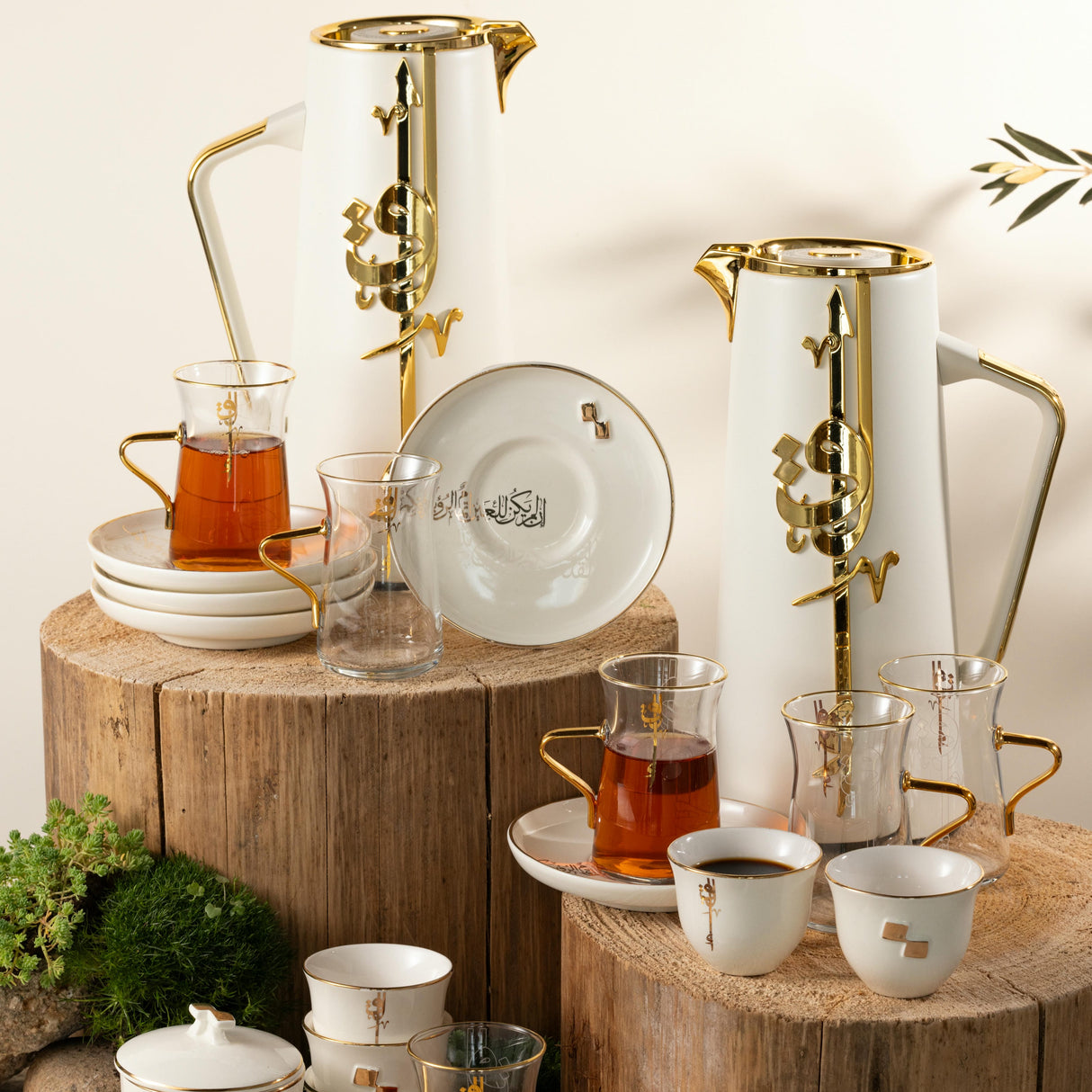 Liqa'a - Ultimate Brew Deluxe Set (21-Pc) - Pearl White & Gold