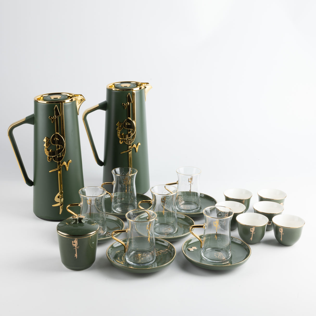 Liqa'a - Ultimate Brew Deluxe Set (21-Pc) - Olive Green  & Gold