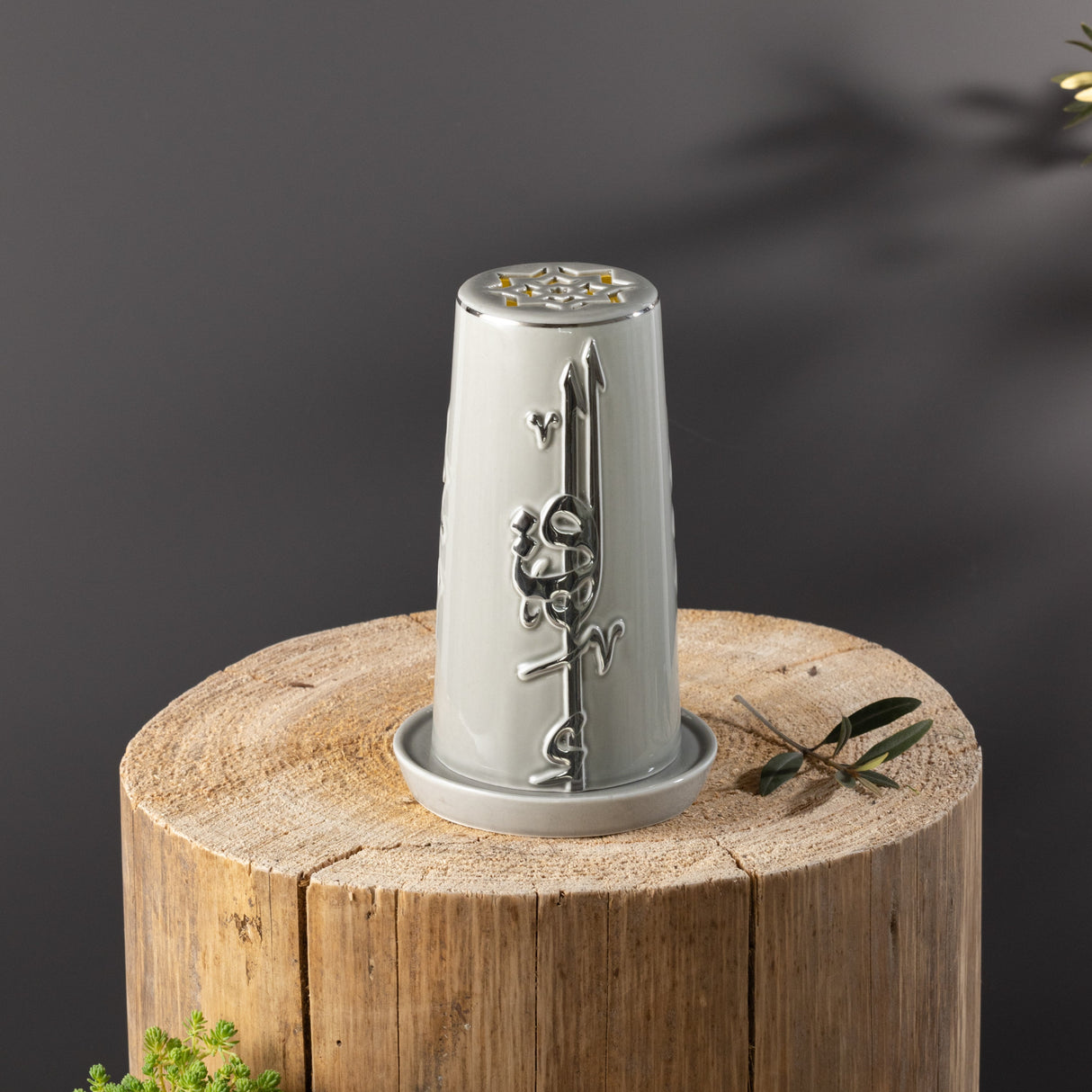 Liqa'a - Small Lantern Candle Holder - Grey & Silver