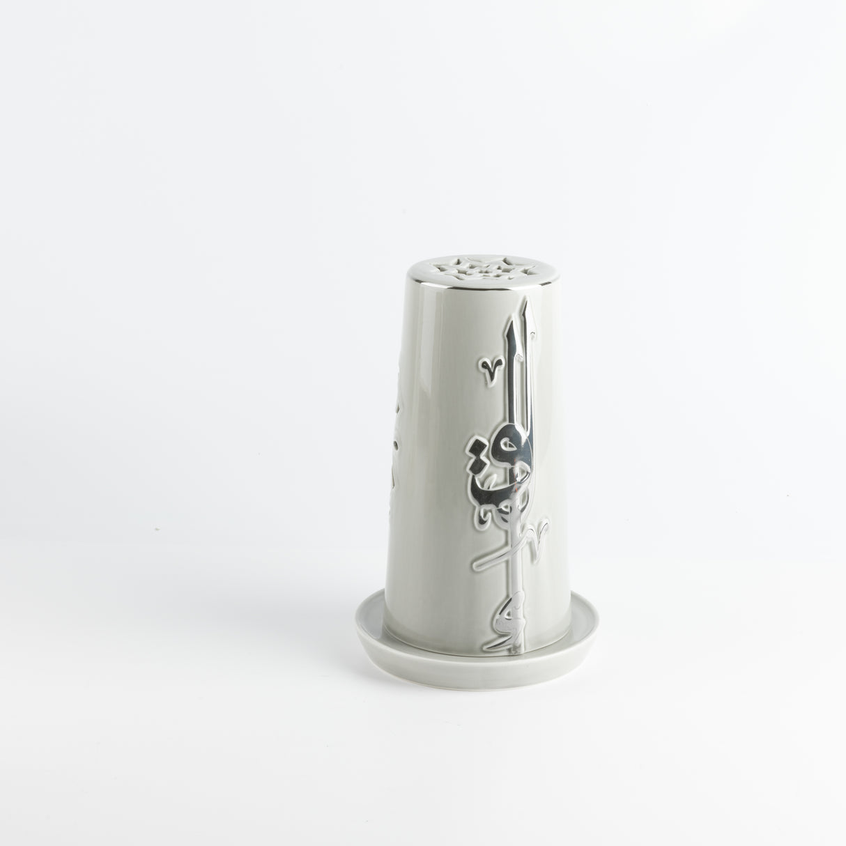 Liqa'a - Large  Lantern Candle Holder  - Grey & Silver