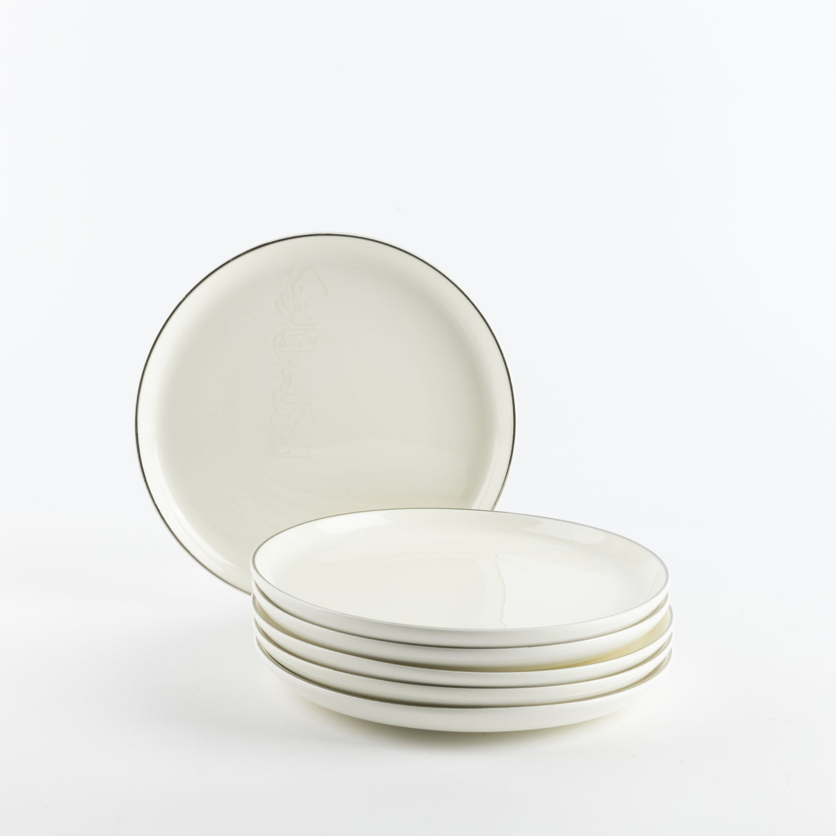Liqa'a - Dessert Serving Plates - Pearl White & Silver