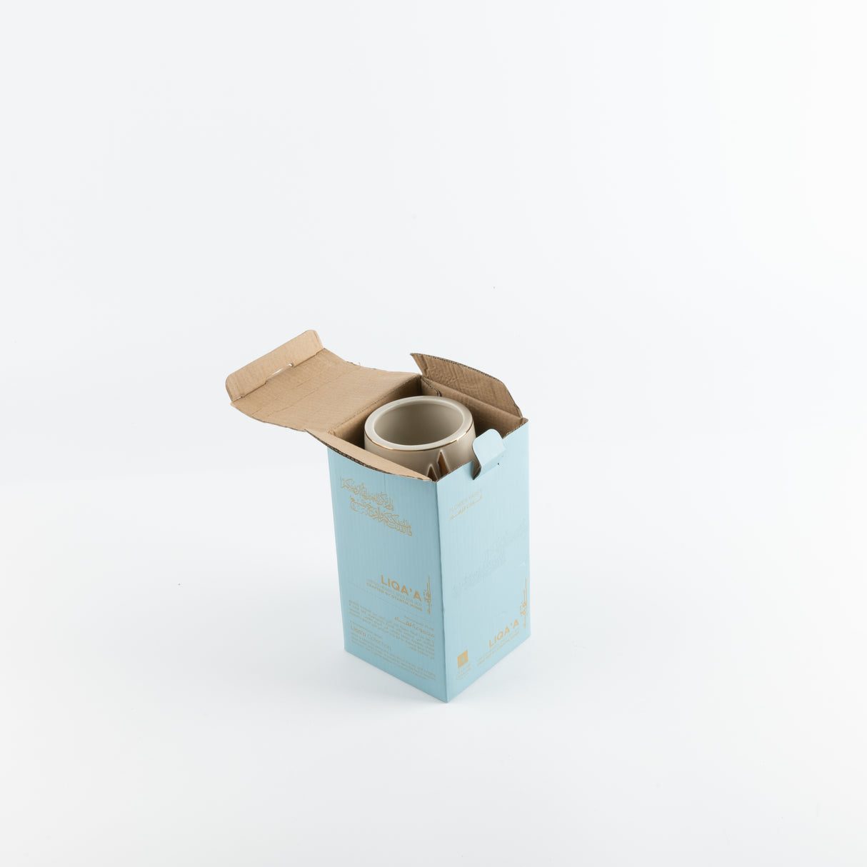 Liqa'a - Medium Decorative Vase - Beige & Gold