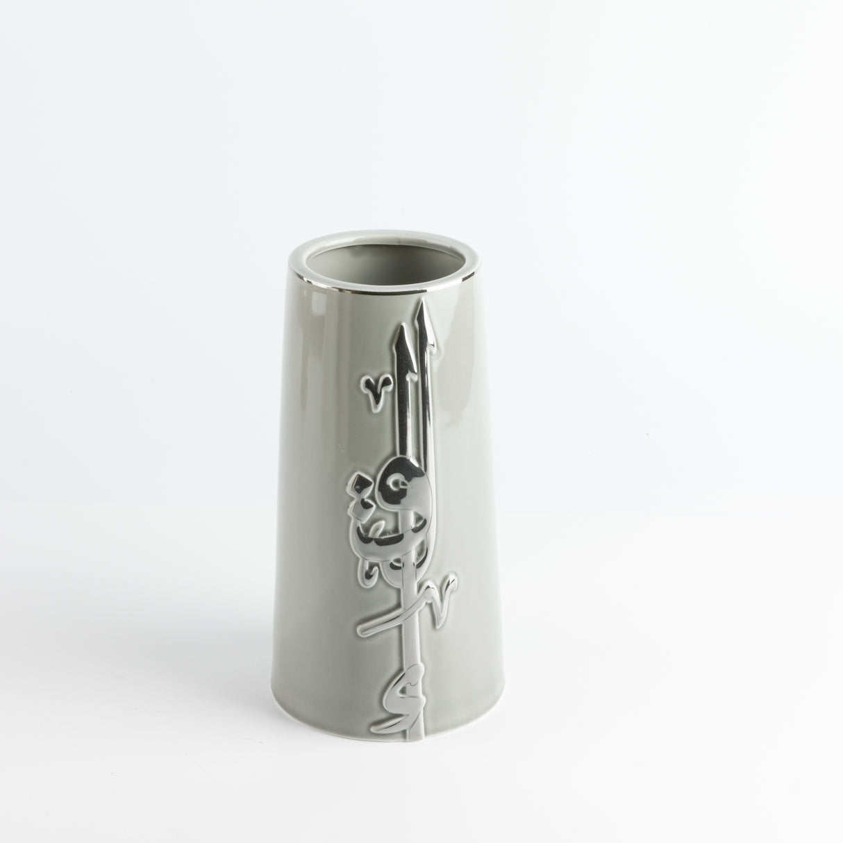 Liqa'a - Large Decorative Vase - Grey & Silver