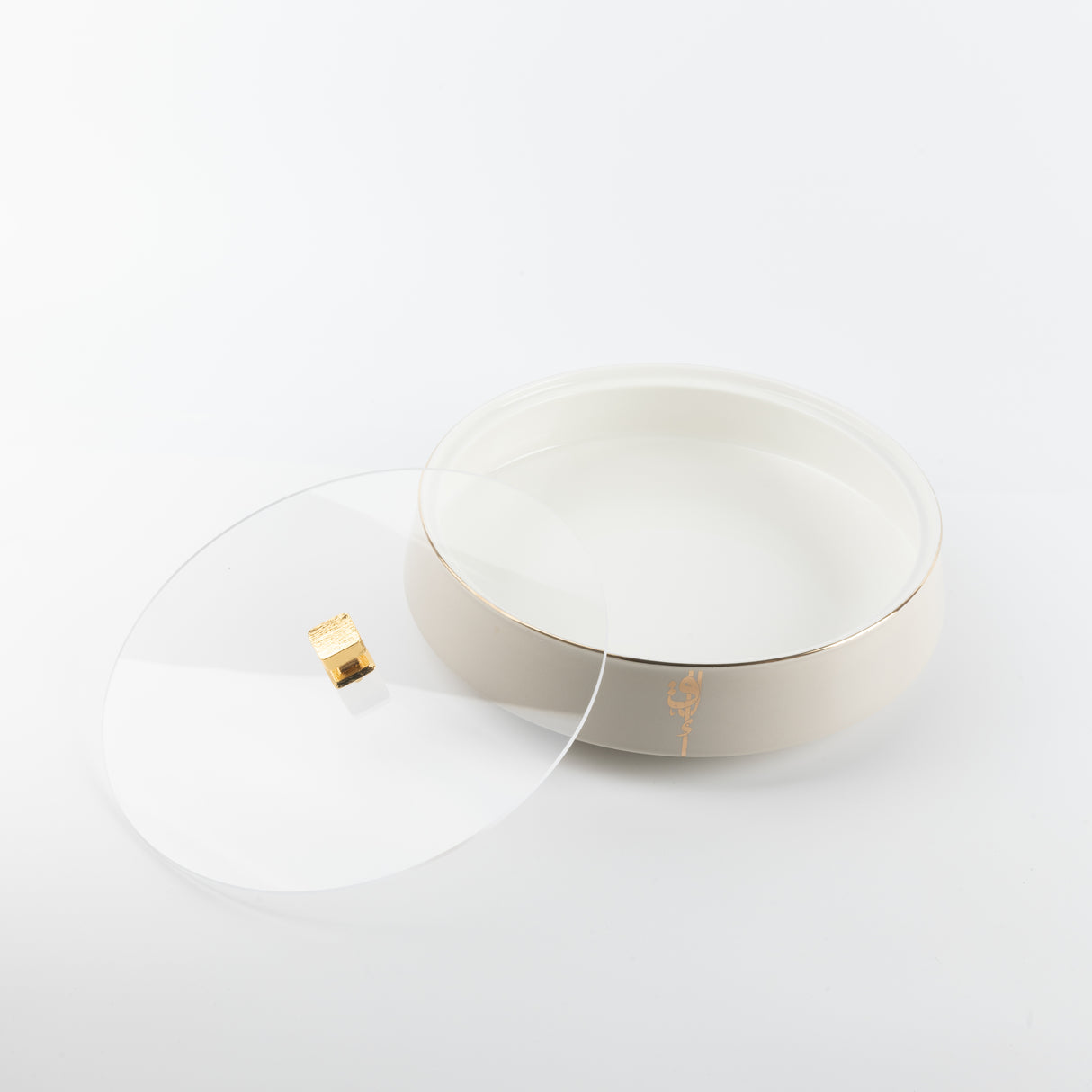 Liqa'a - Large Decorative Canister - Beige & Gold