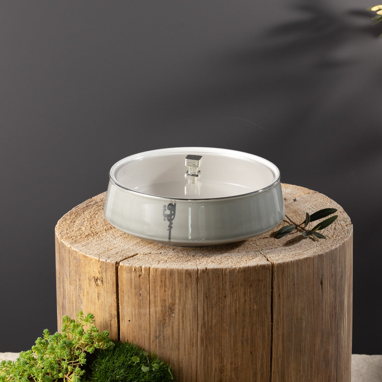Liqa'a - Medium Decorative Canister - Grey & Silver