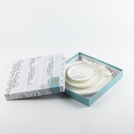 Liqa'a - 3 Tier Plate - Pearl White & Silver