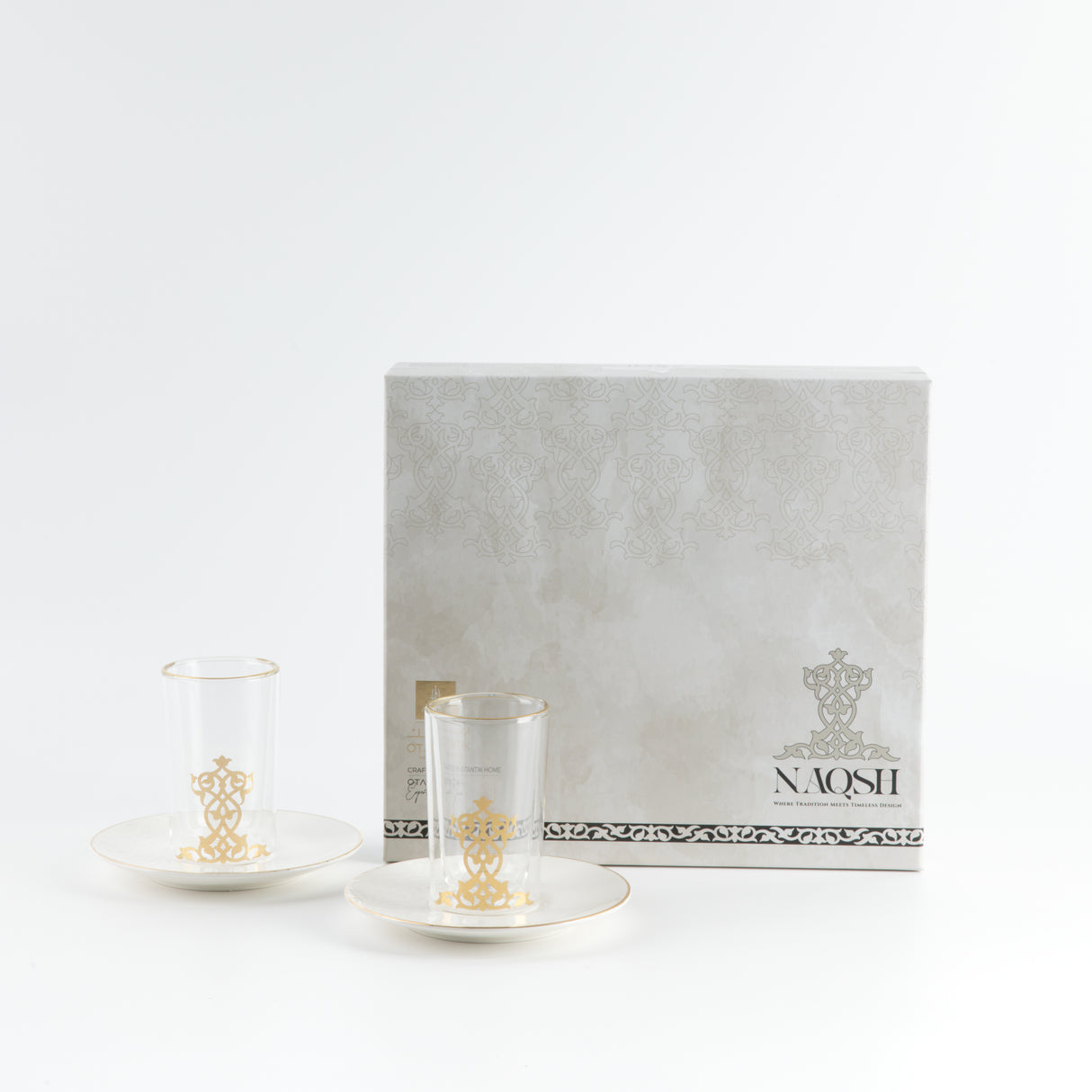 Naqsh - Tea Set (12-Pc) - White & Gold