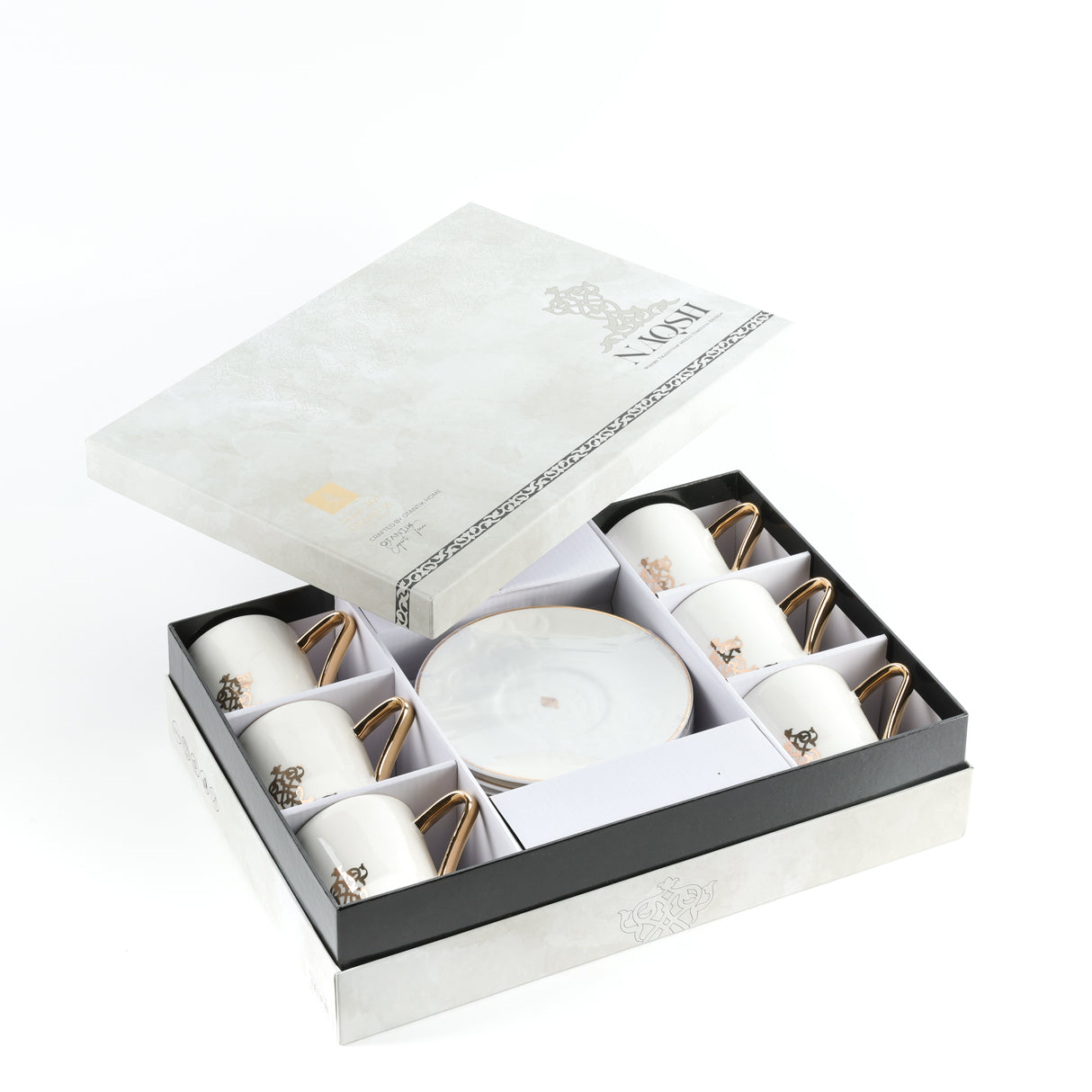 Naqsh - Cappuccino Set (12-Pc) -White & Gold
