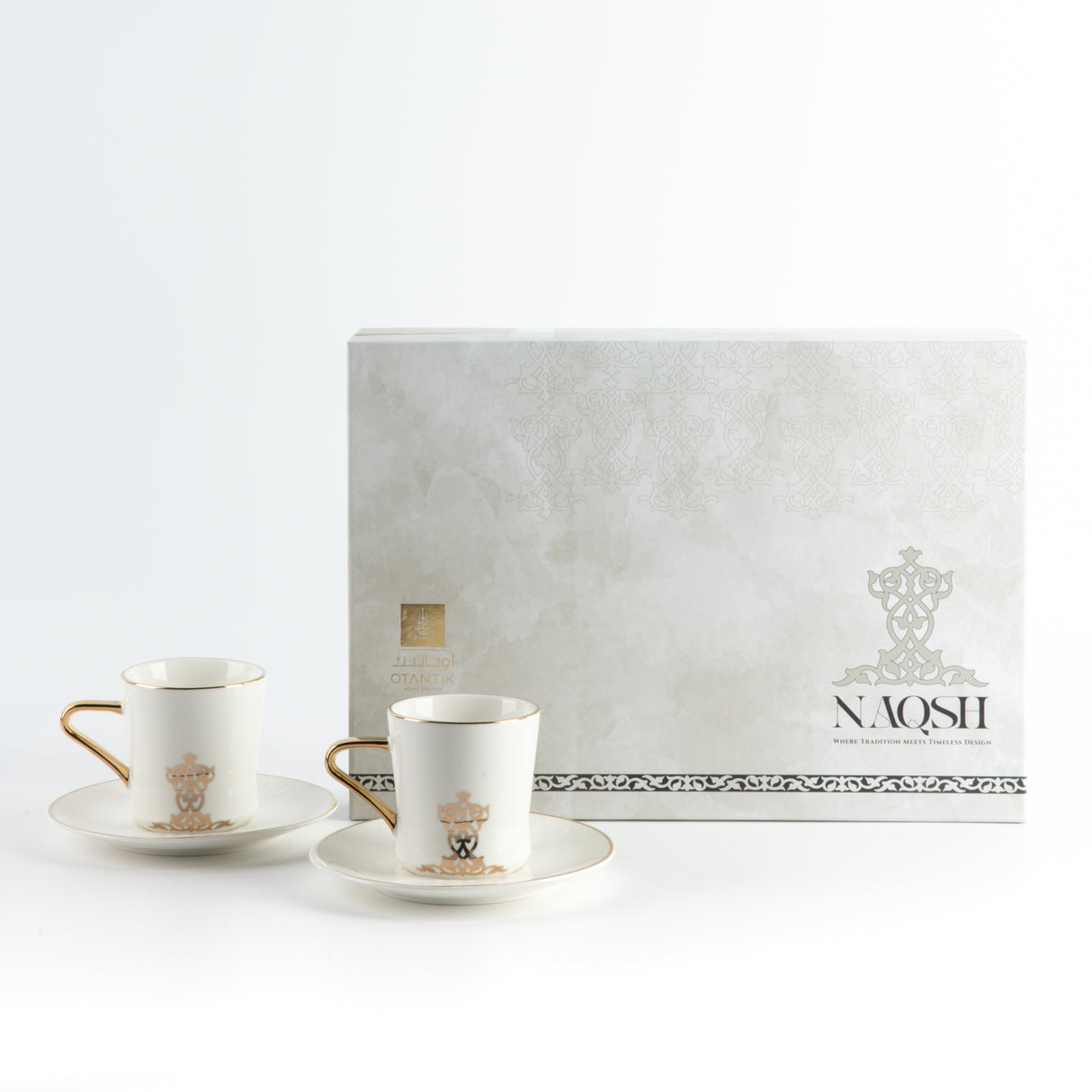 Naqsh - Cappuccino Set (12-Pc) -White & Gold