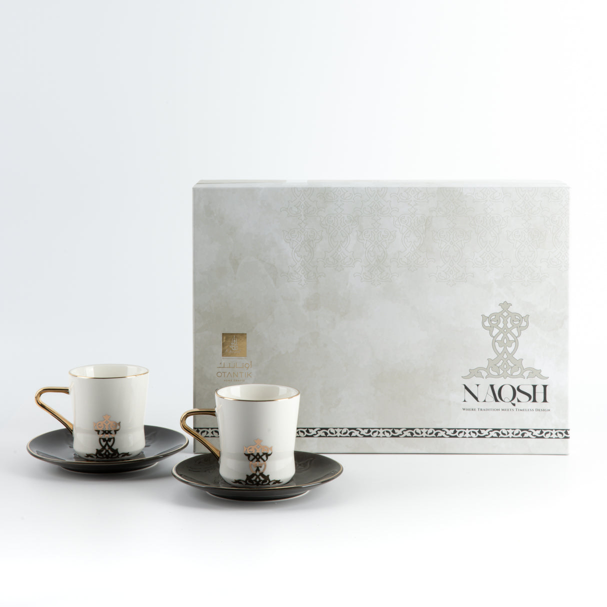 Naqsh - Cappuccino Set (12-Pc) -Black & Gold