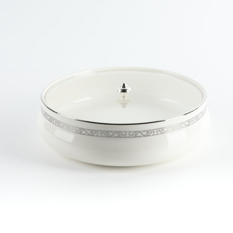 Naqsh - Large Decorative Canister - White & Silver