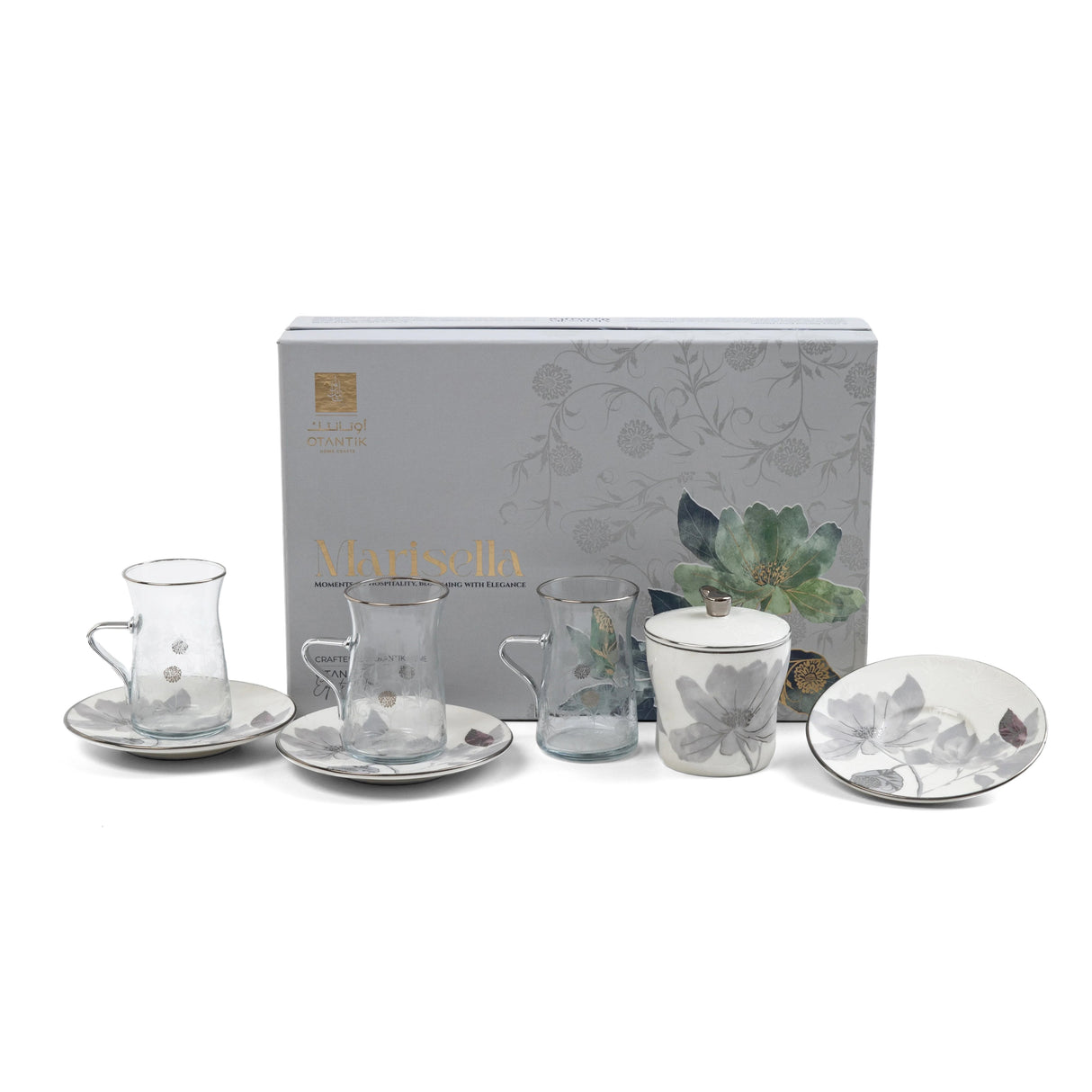 Marisella - Tea Set (13-Pc) - Grey & Silver