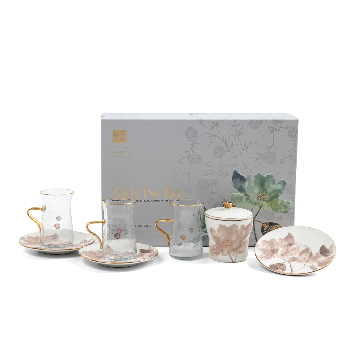 Marisella - Tea Set (13-Pc) - Pink & Gold