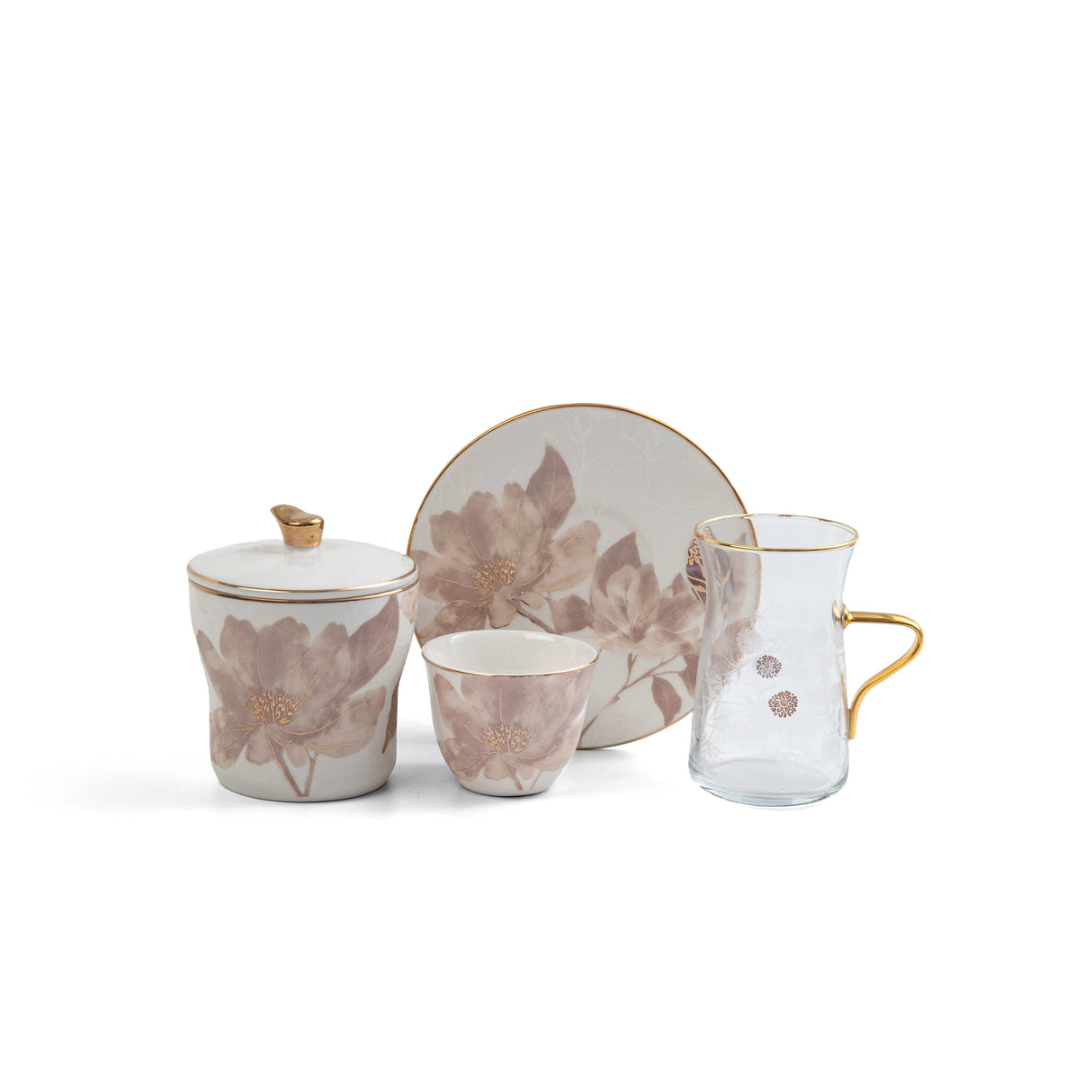 Marisella - Tea Set (19-Pc) - Pink & Gold