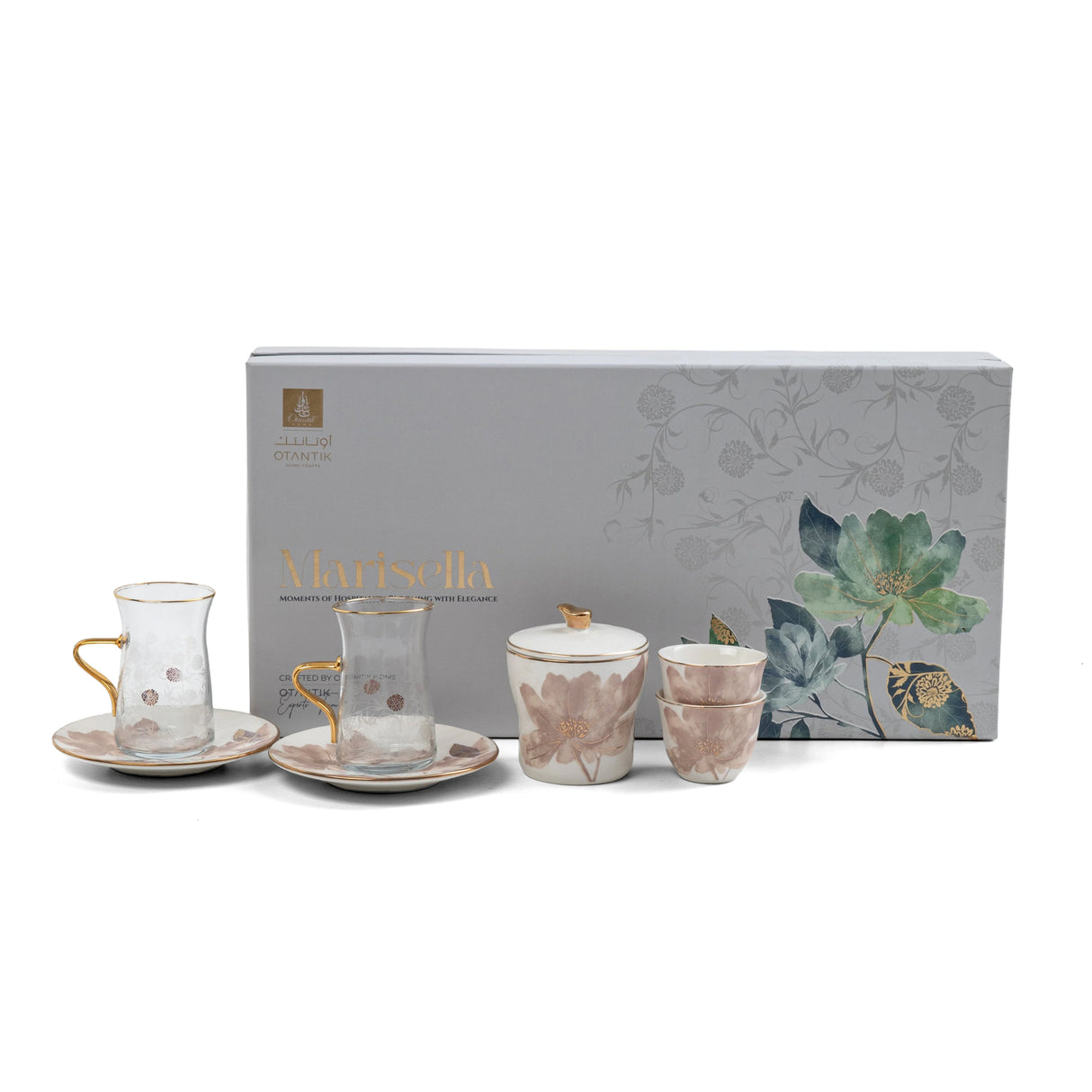 Marisella - Tea Set (19-Pc) - Pink & Gold