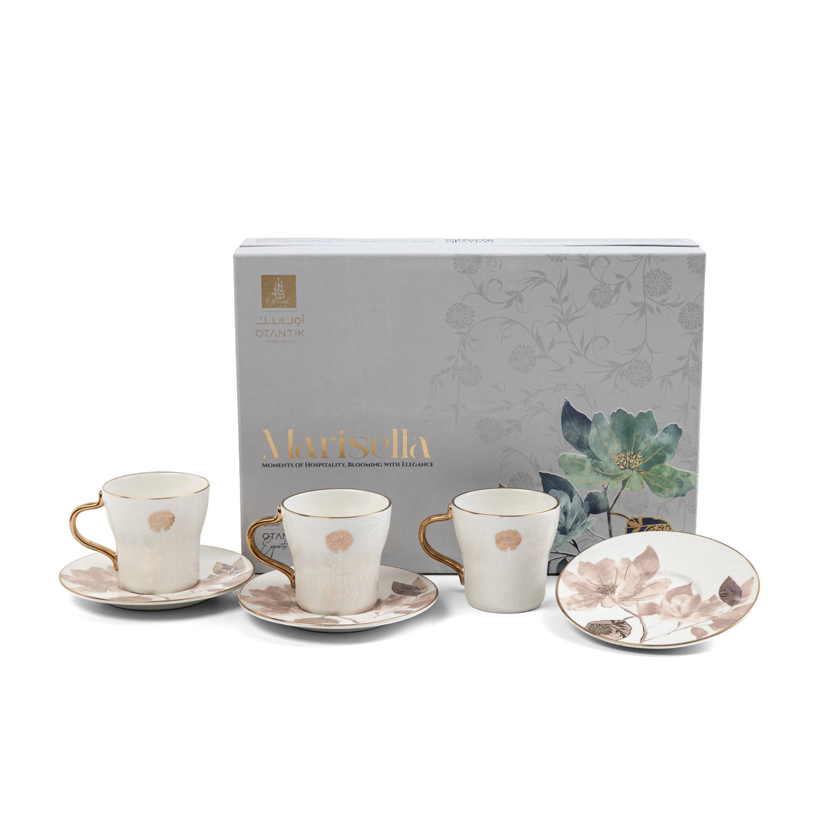 Marisella - Espresso/Turkish Coffee Set (12-Pc) - Pink & Gold