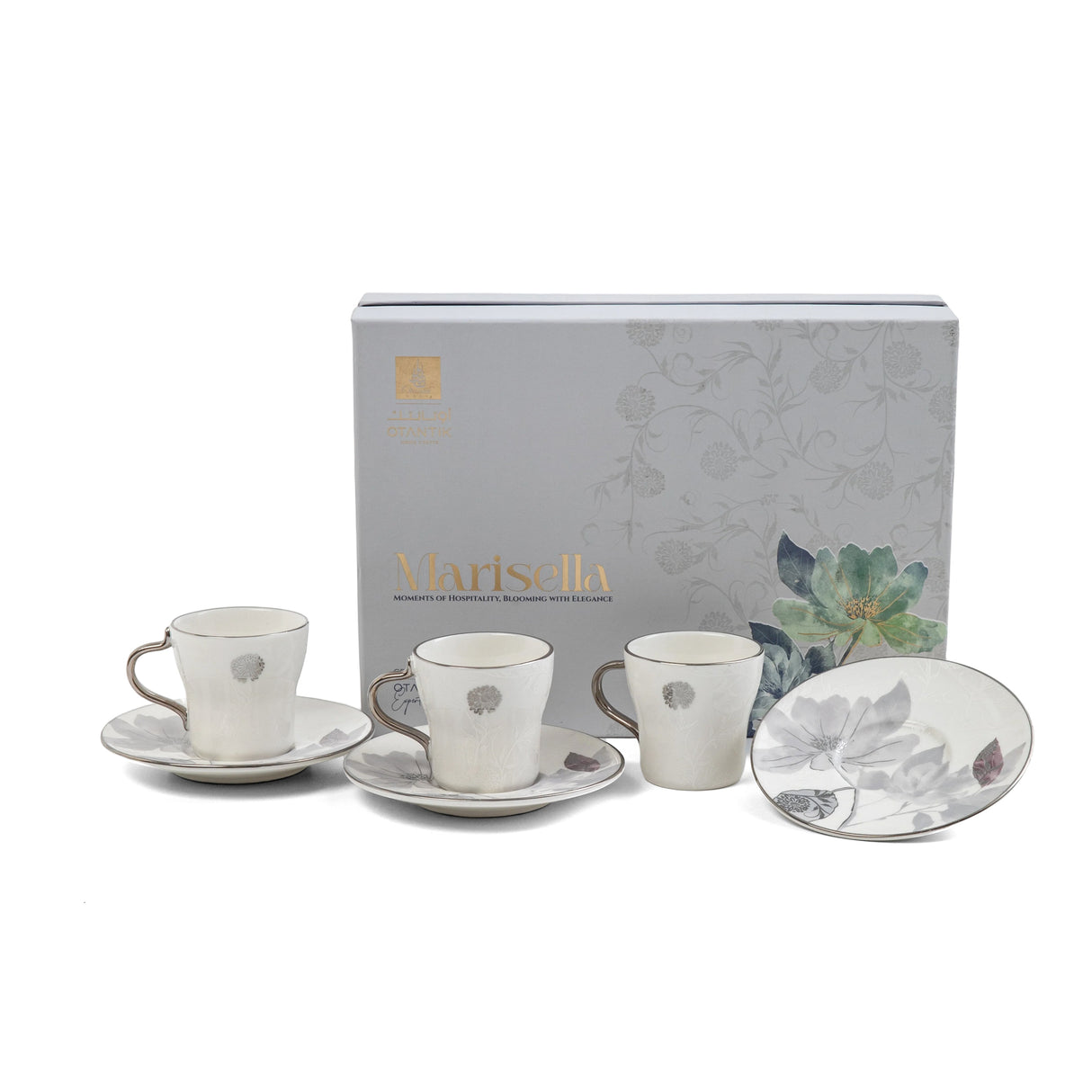 Marisella - Cappuccino Set (12-Pc) - Grey & Silver